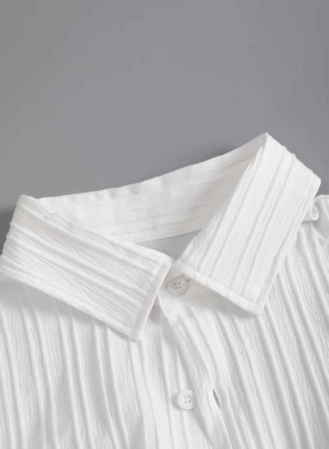 Take Two Men White Textured Shirt and Trousers Co-Ords - Image 2